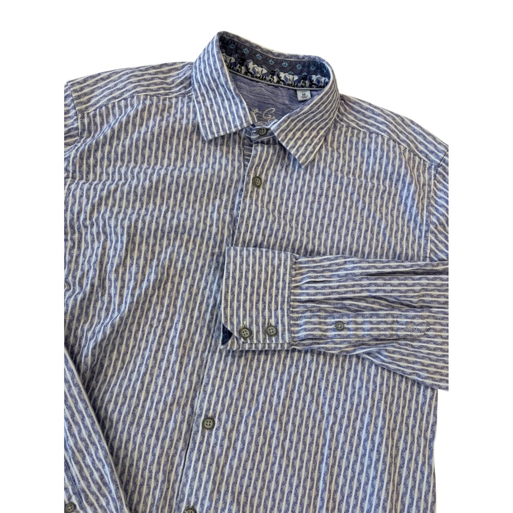 Robert Graham Mens Classic Fit Purple White Geometric Long Sleeve Shirt M